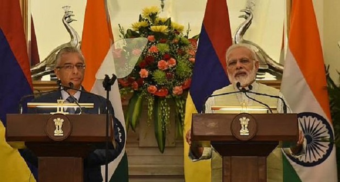 Narendra Modi Pravand Jagannath प्रधानमंत्री नरेन्द्र मोदी और प्रविंद जगनाथ के बीच द्विपक्षीय वार्ता हुईं